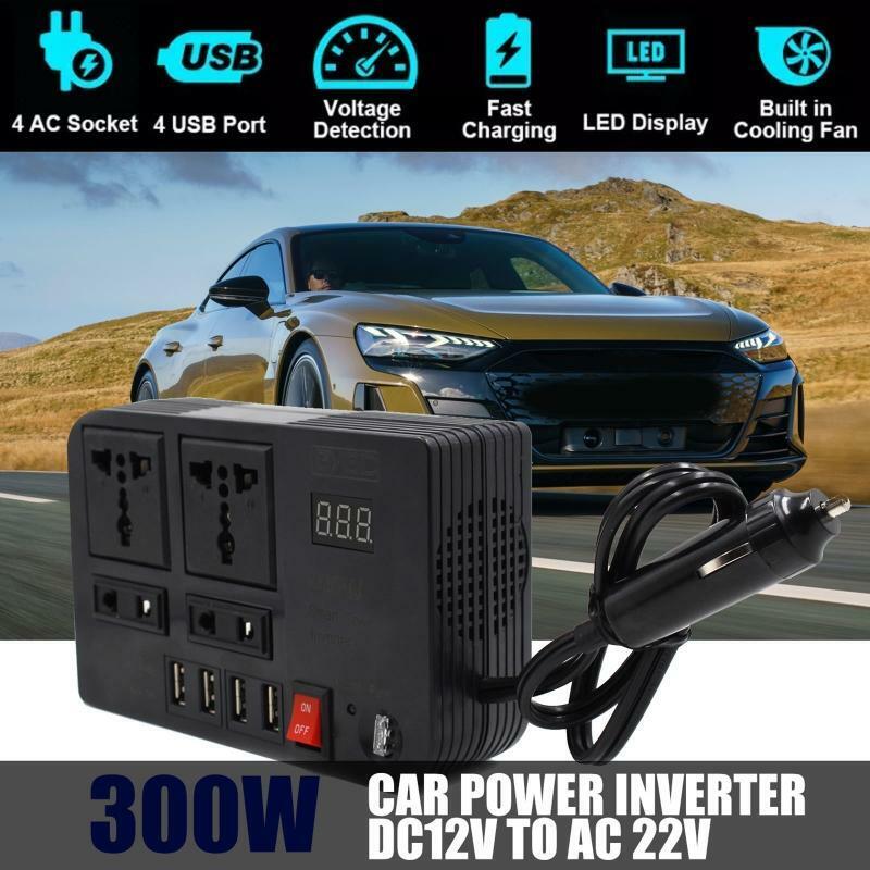 300W 4USB Car Power Inverter LED 12V to 220V Cigarette lighter Charger Converter