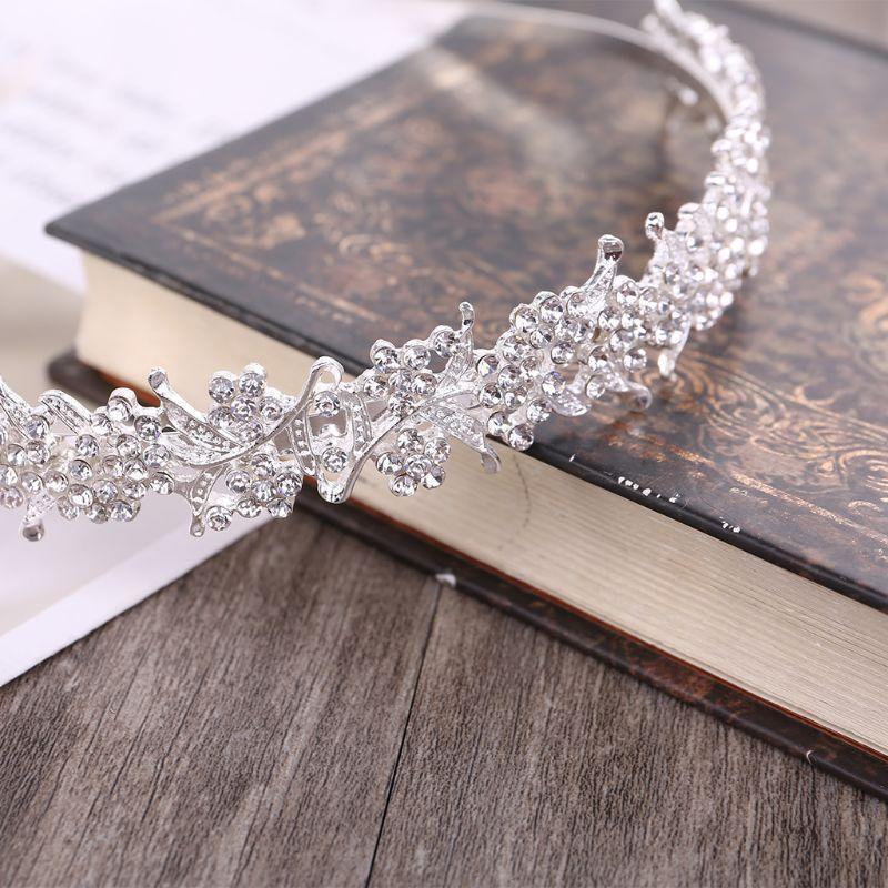 Delicate Rhinestone Flower Leaf Headband HairAccessories for Pageant Party Tiara