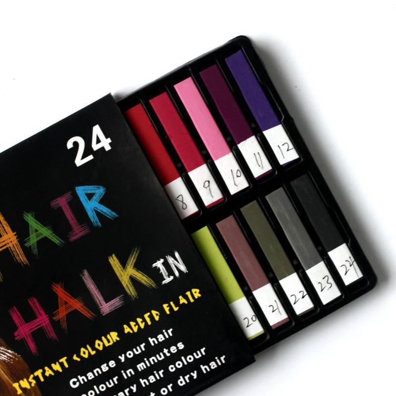 24 Colors Temporary Hair Chalk Bright Hair Color Dye Washable Hair Chalks Gift