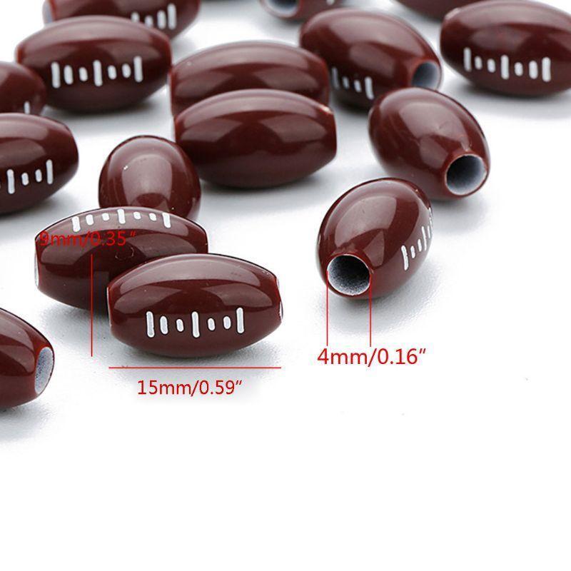 100Pcs Brown Rugby Beads American Football Sports Spacer Beads Jewelry Making