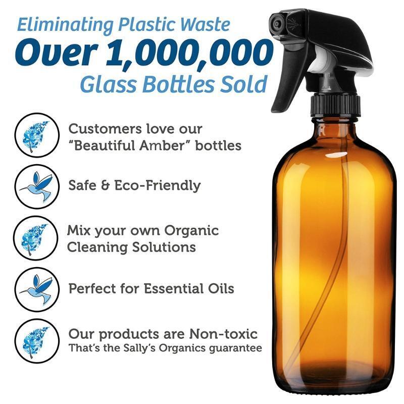 2pcs 500ml Empty Amber Glass Spray Bottles Refillable Container Trigger Sprayer