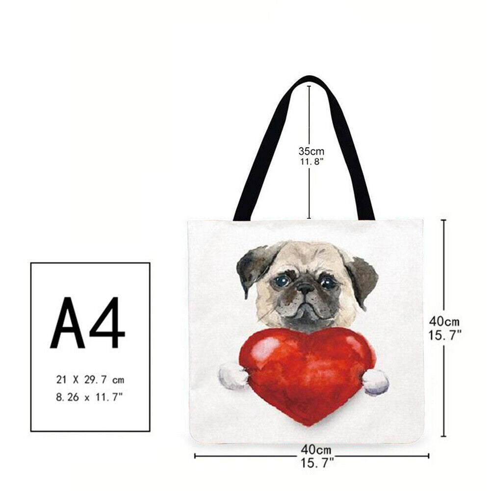 Dog love Printed Shoulder Shopping Bag Casual Large Tote Handbag (40*40cm)