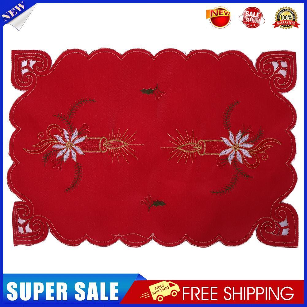 Christmas Embroider Hollow Dining Cup Pad Mat Party Dish Pad(Candles)