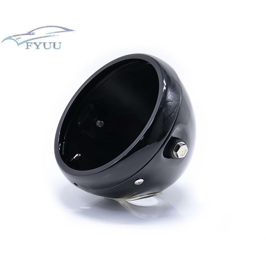 Universal Motorcycle Headlamp Modified 5.5" Bright Black Headlight Cover Housing