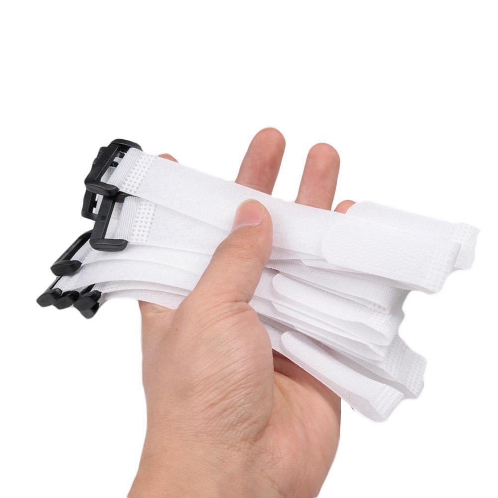 10pcs Fishing Rod Tie Strap Suspenders Fastener Hook Loop Ties Belt (White)