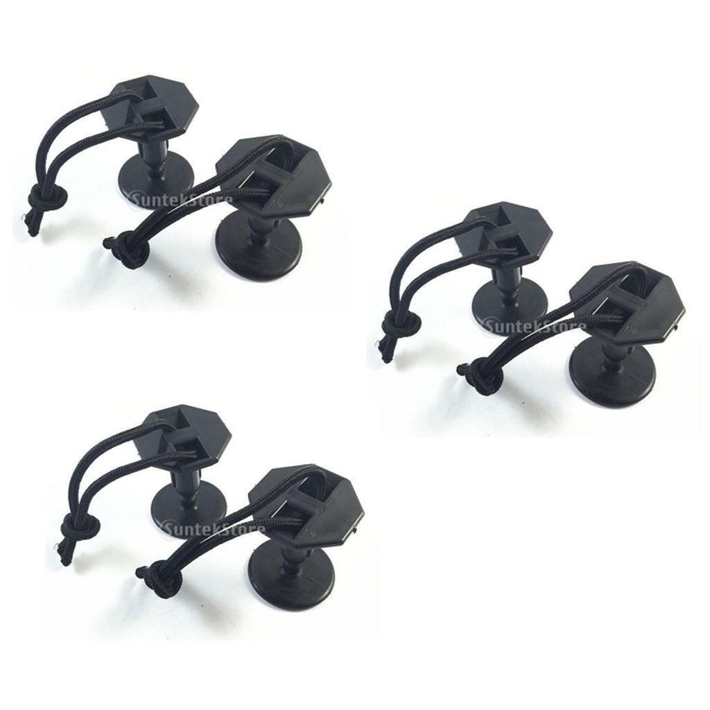 6pcs Black Plastic  Surfboard Surf Leash Plugs Attachment W/ Cord