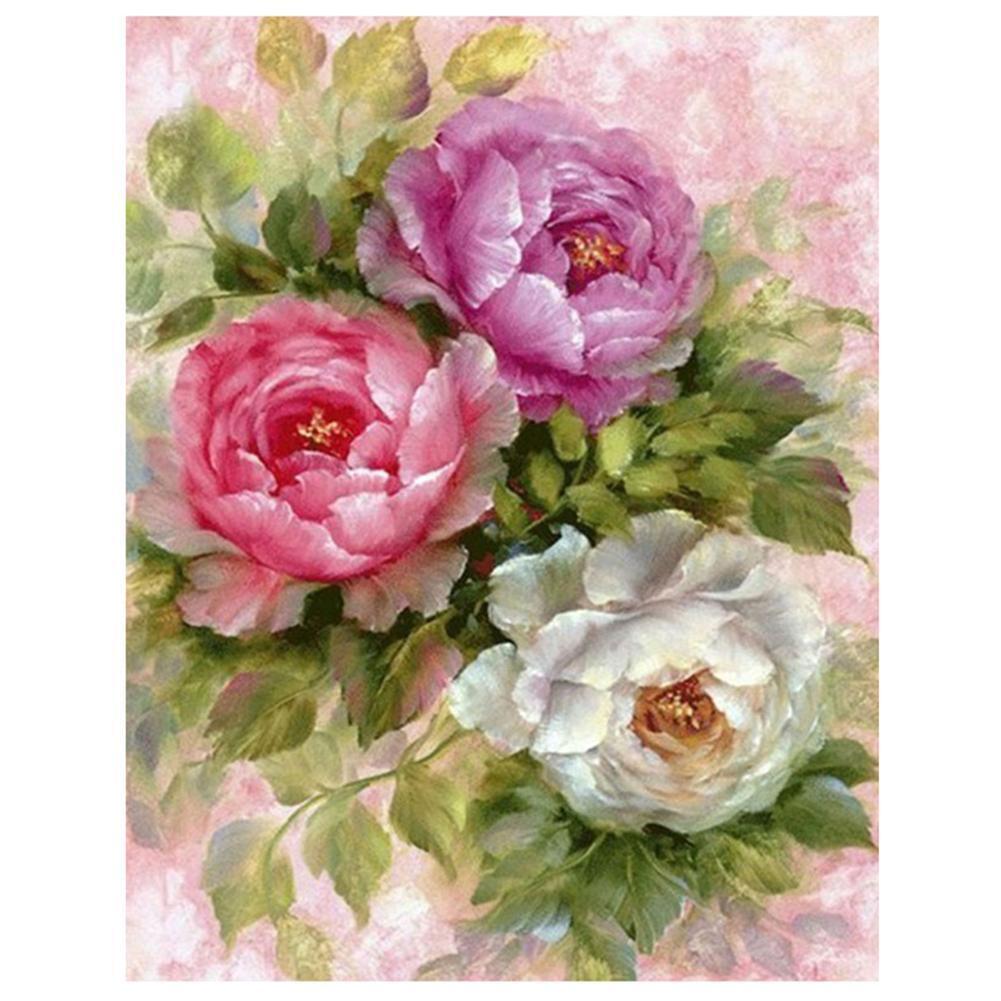 40x30cm 5D Diamond DIY Flowers Painting Cross Stitch Needlework Craft Decor