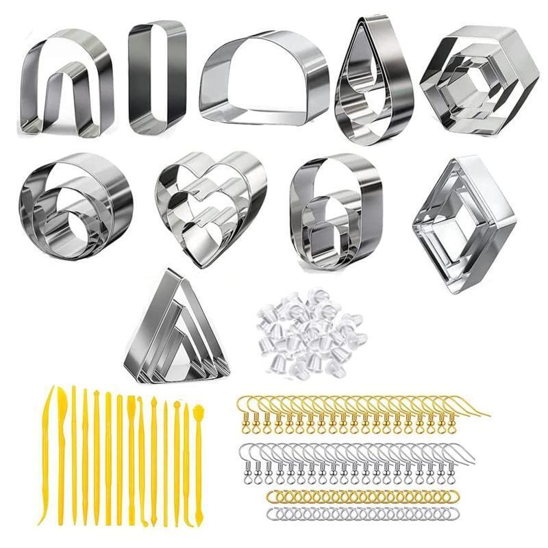 138 Pcs Polymer Clay Cutters Earring Cutters DIY Jewelry Making Art Crafts