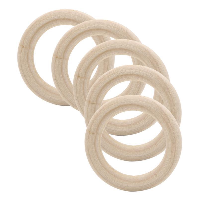 Wooden Beads Connectors DIY Circle Rings Baby Teether Shower for Jewelry Decor
