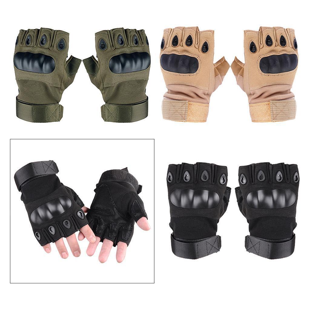 2Pairs Half Finger Gloves Hard Knuckle Combat Non- Sport Driving Gloves