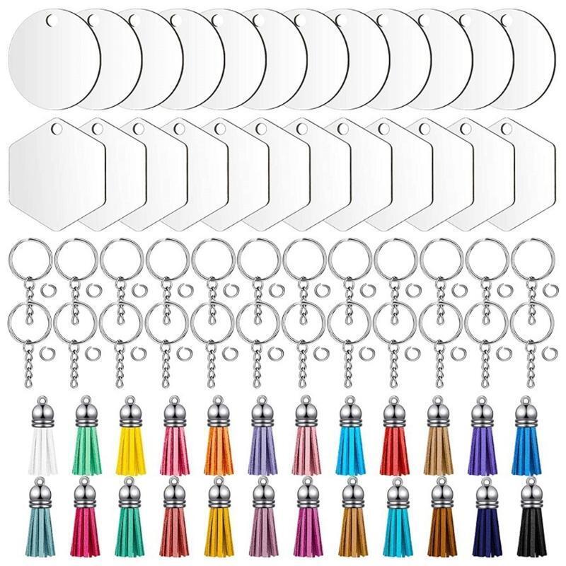 Sublimation Blank Keychains Heat Transfer DIY Keychain with Metal Key Ring