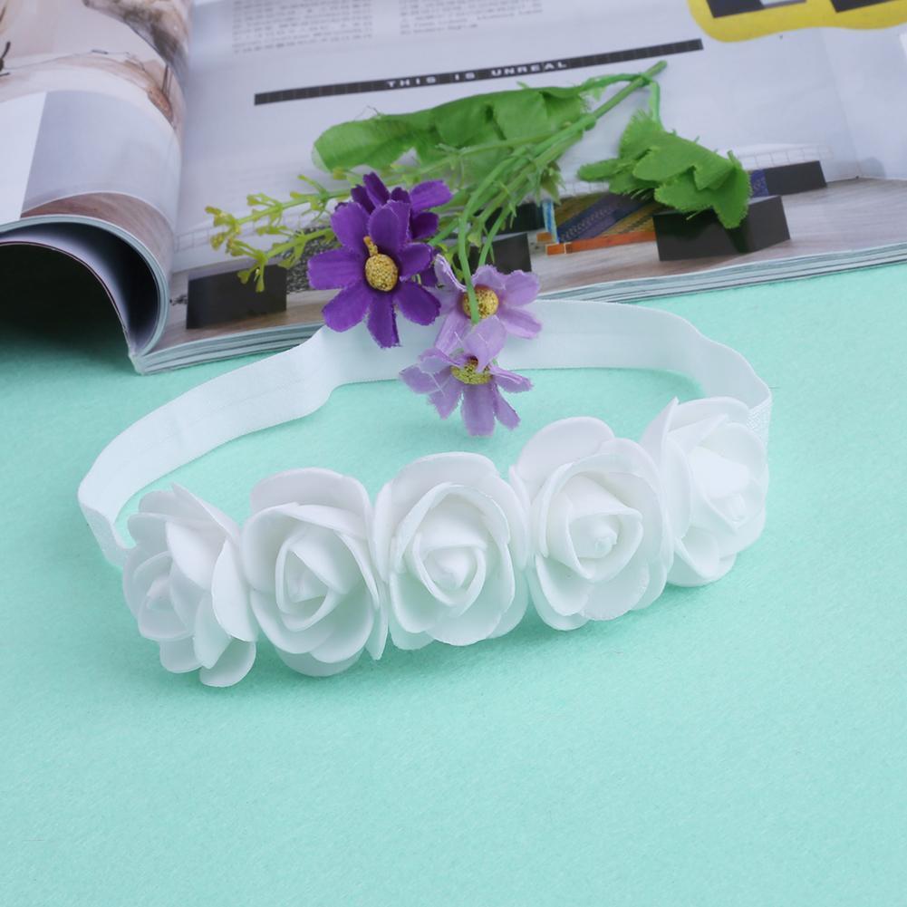 New Baby Flower Headband Ribbon Hair Bands Handmade DIY Headwear(White)