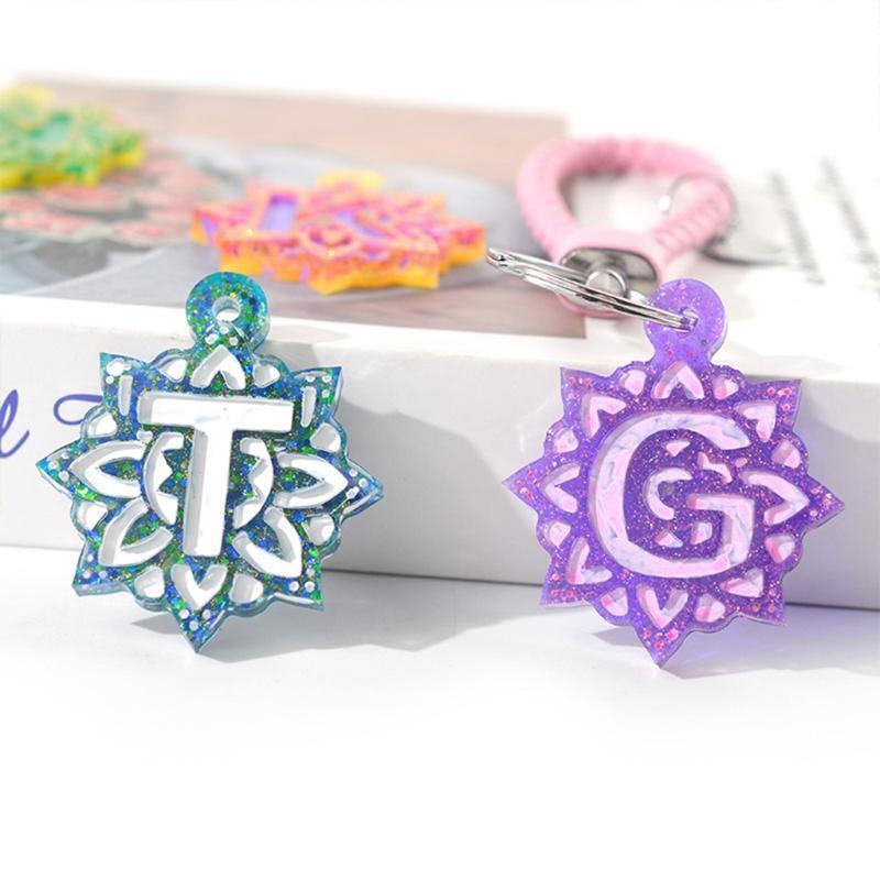 Mandala Letter Mold for Keychains Fridge Magnets  Ornaments Pendant Decorations