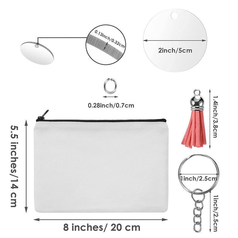 Sublimation Blank Pencil Case Bag Cosmetic Bag Canvas Zipper Bags for Girls Teen