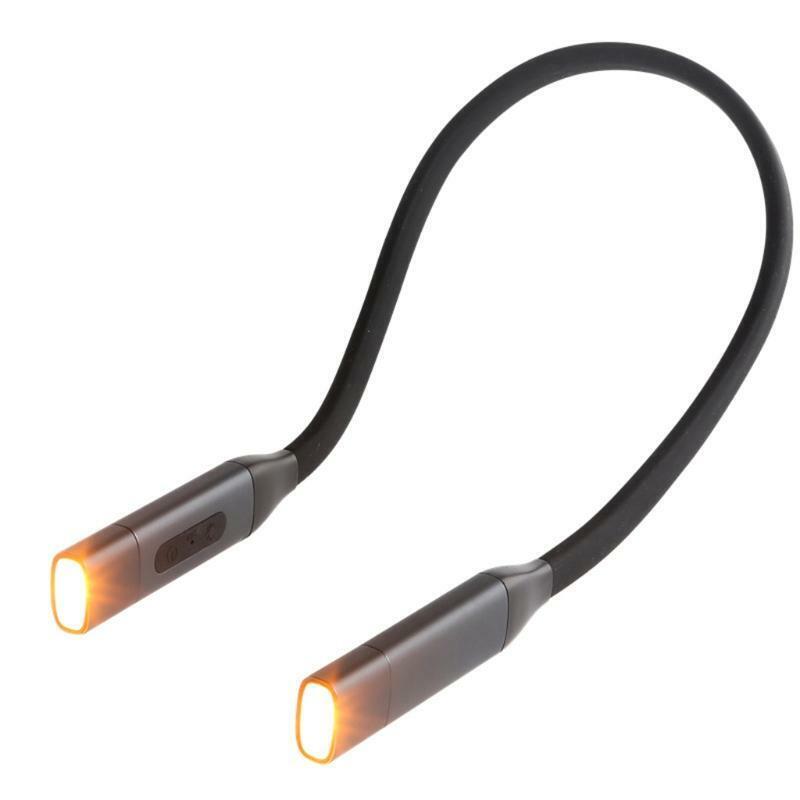 Amber Neck Light Eye-Caring Anti-Blue Book Light 8 LED Reading Light w/ 3 Colors
