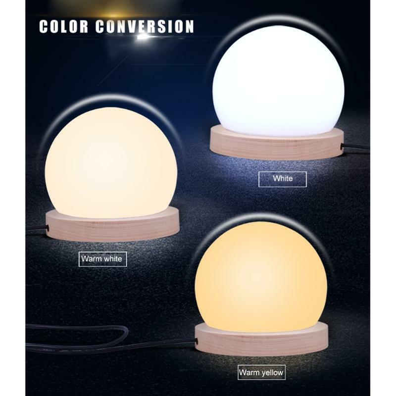 Simple Creative Warm Dimmer Night Light Desk Bedroom Decoration Ball Wooden Lamp