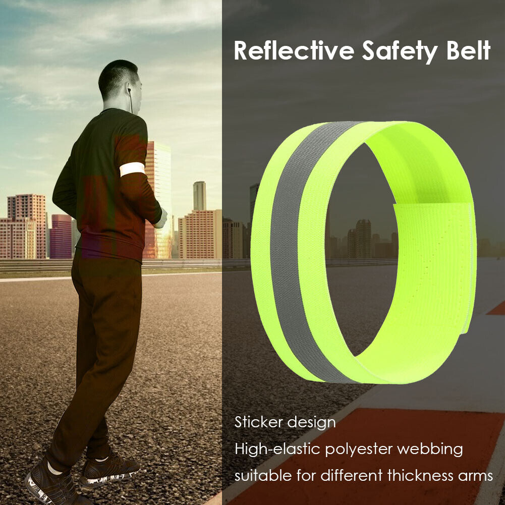 2x Night Reflective Bike Safety Armband Outdoor Sports Arm Strap (Green)
