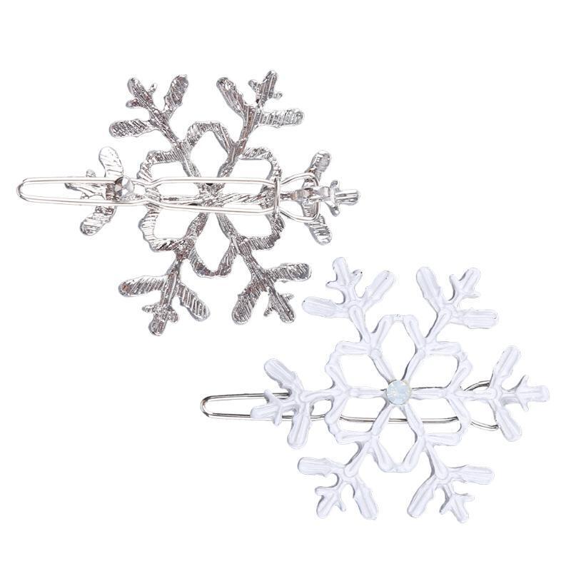 New 2Pc Snowflake Women's Crystal Rhinestone Hair Pin Clips Barrette Hairpins