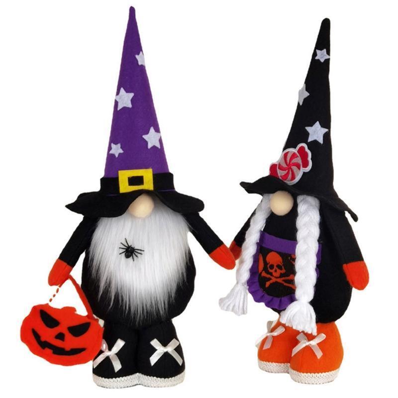 Mr and Mrs Halloween Gnomes Couple Set of 2 Handmade Swedish Tomte Scandinavian