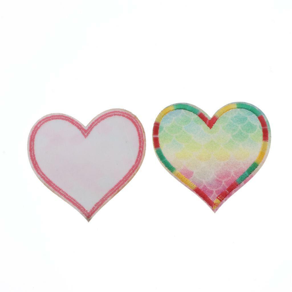 9x Shiny Heart Iron/Sew  Badge Jackets Hats Bags Motif Applique