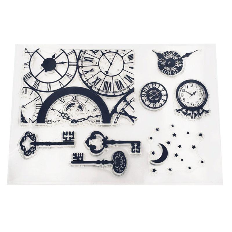 Clock Key Silicone Clear Seal Stamp DIY Scrapbooking Embossing Photo Album Paper