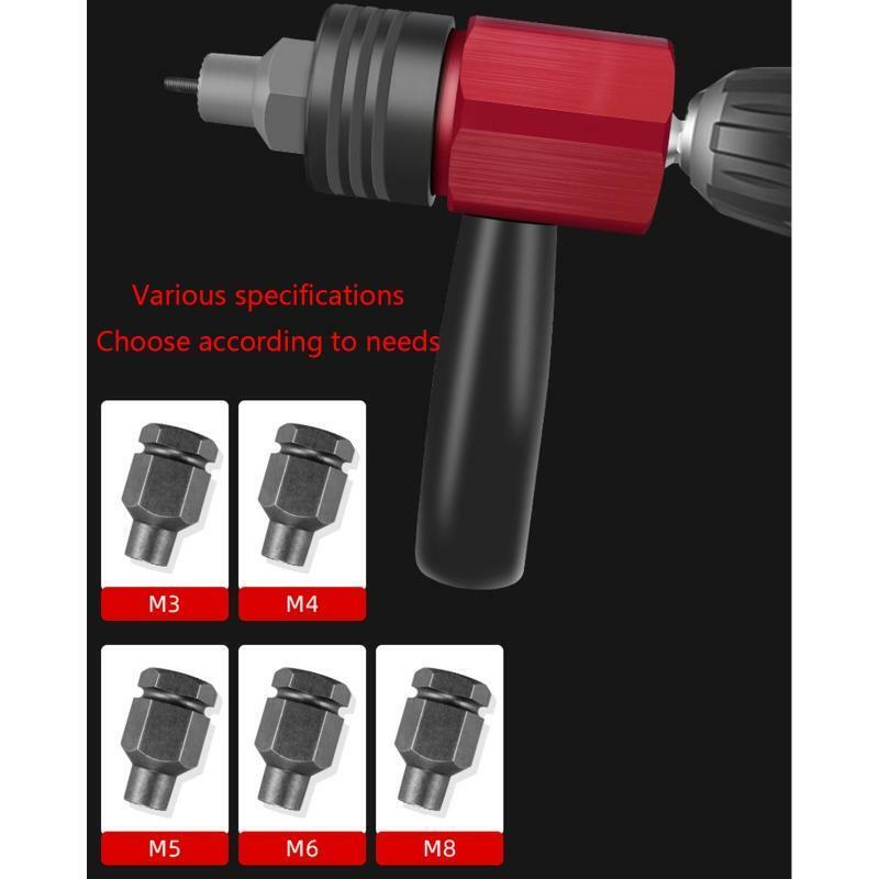 Portable Riveting Tool Riveting Drill Adapter Hand Tool Kit Insert Nut Tool