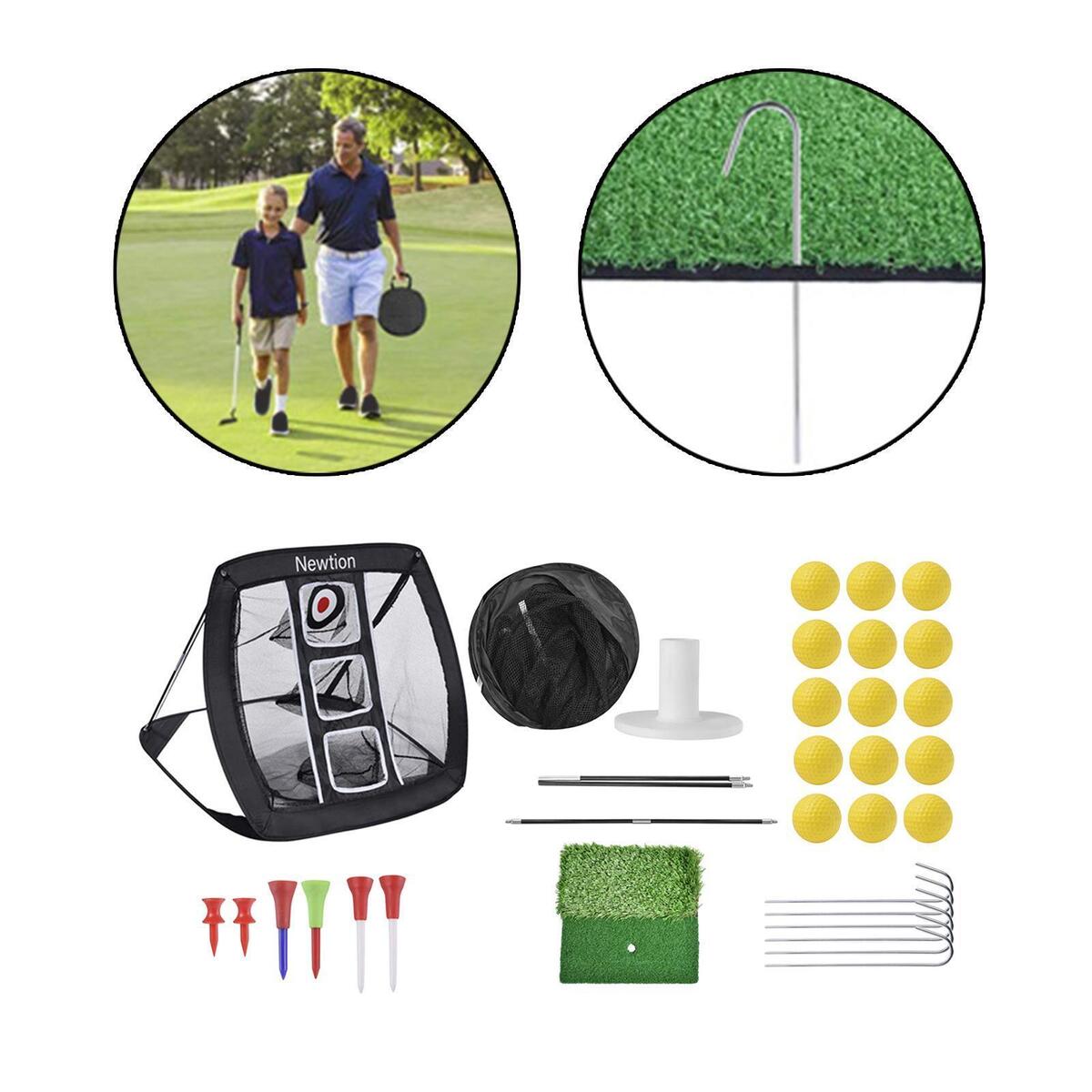 Portable Golf Chipping Net Hitting Mat with   Balls Backyard Home