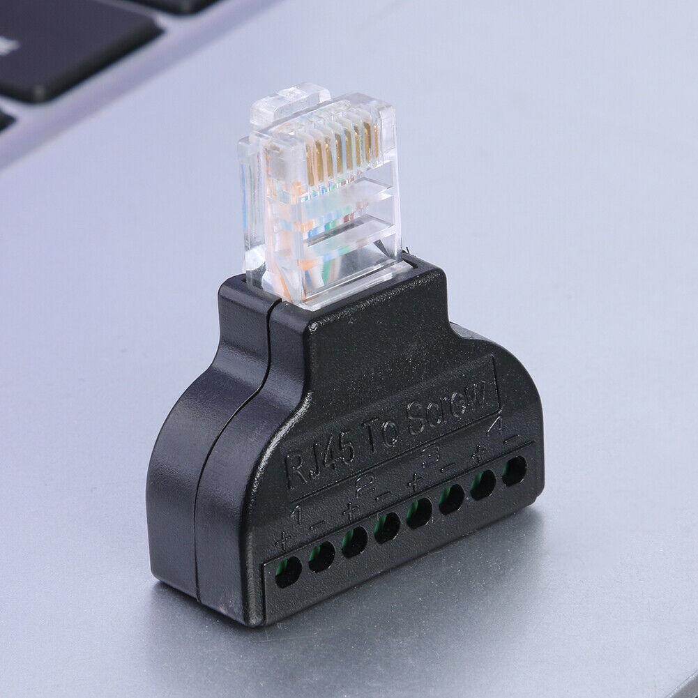 RJ45 Ethernet Male to 8 Pin AV Screw Terminal Adapter for Cat7 Cat6 Cat5