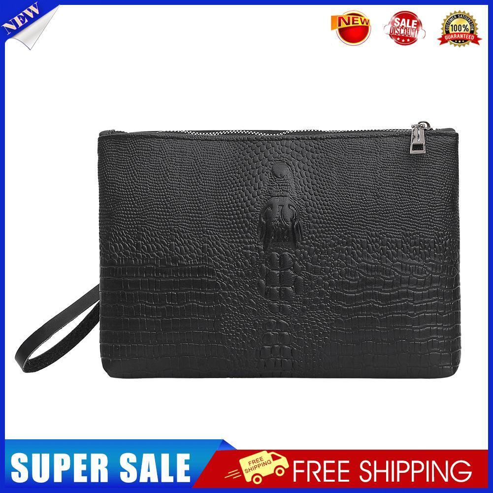 Fashion Alligator Leather Men Wallet Solid Business Purse Zipper Clutch Bag