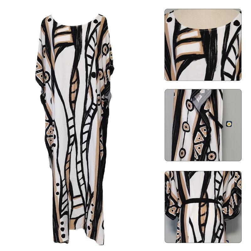 One Size Women Beach Dress Beachwear Sun Protection Clothes Print Beach Cover Up