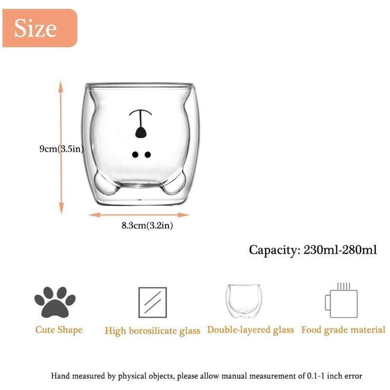 Glass Mugs Double Wall Glass Mug Bear Shaped Double-layer Glass Mug Coffee Cups