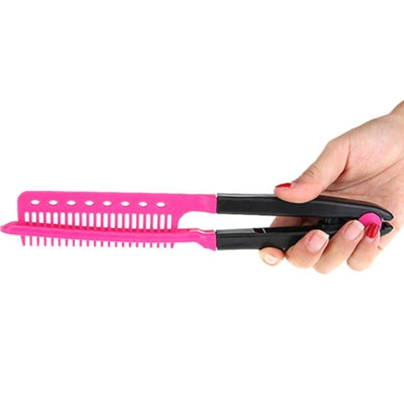 Hair Straightening Comb Haircut Anti-static V Shape Comb Clip Clamp Styling Tool