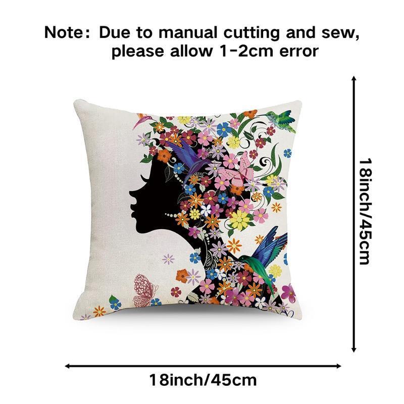 Set of 4 Spring Flower Decorative Throw Pillow Covers Cushion Cases 18 x 18 Inch
