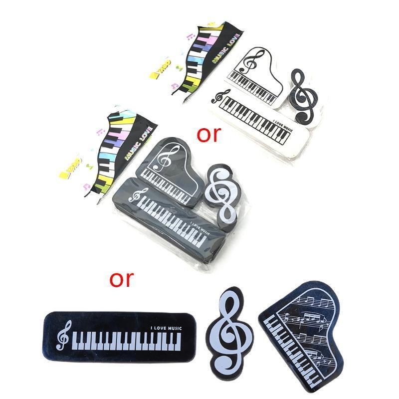 3pcs/set Musical Piano Notes Rubber Pencil Eraser School Student Korean Supplies