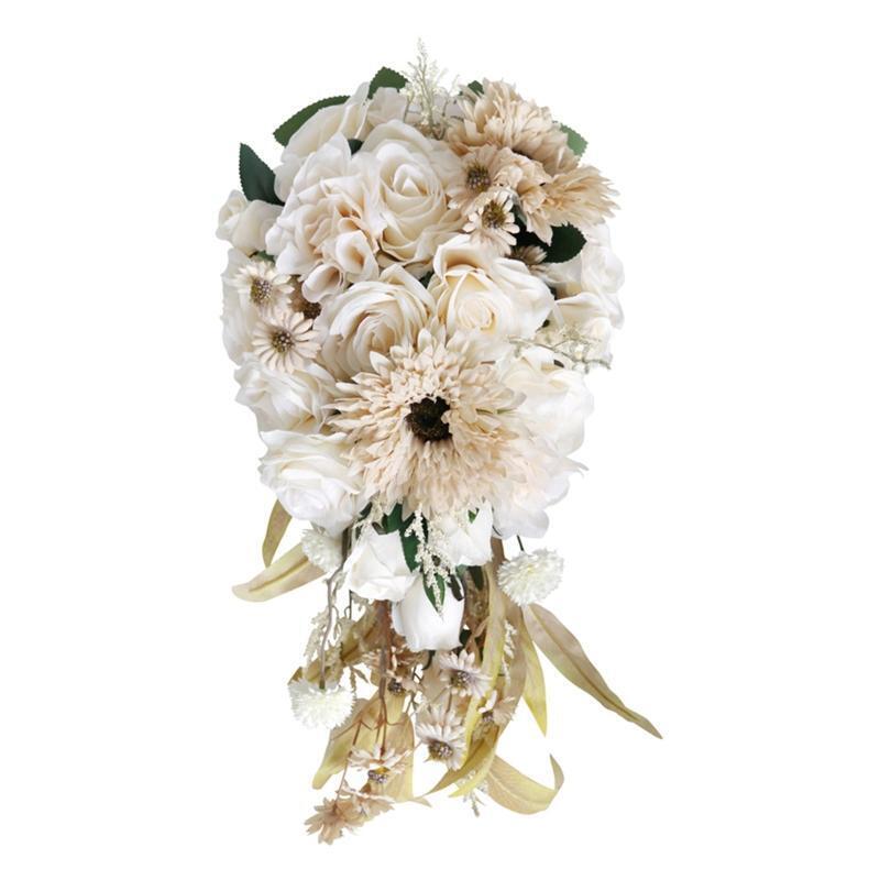 Gorgeous Holding Flowers Rose Cascading Wedding Bridal Bouquet for Photo Props