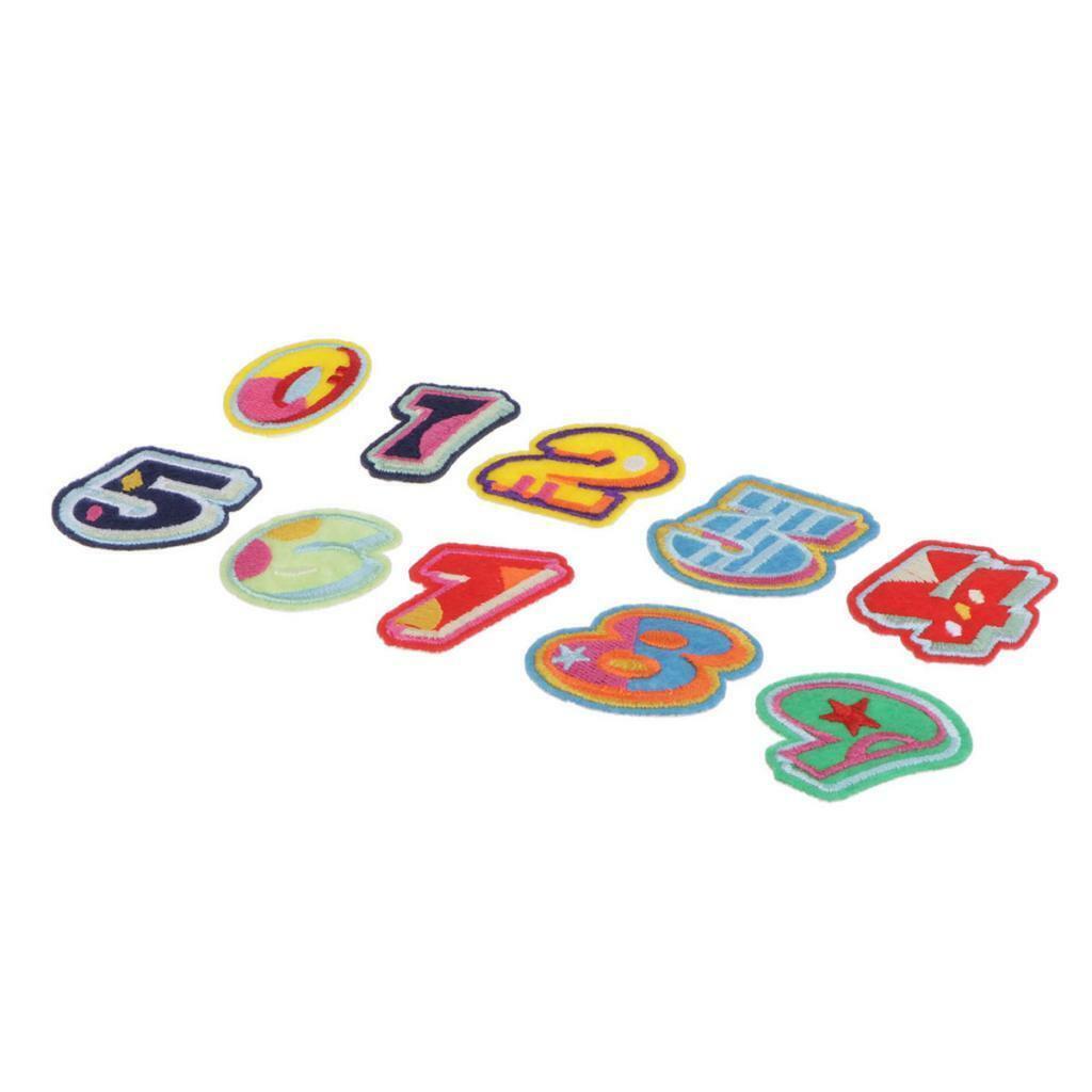 10pcs 0-9  Patches  Applique Fabric Clothes Coat Ornaments