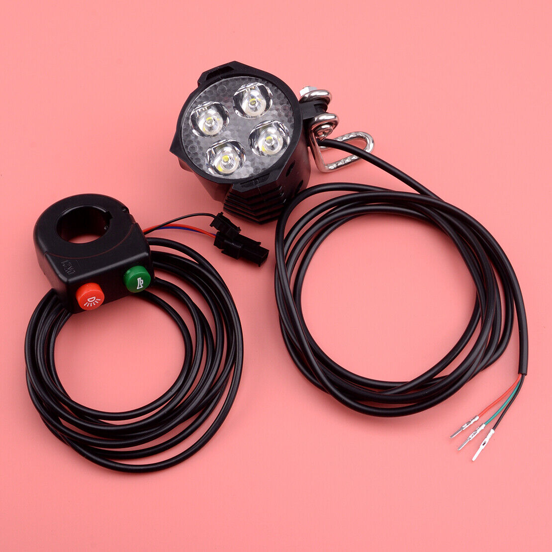 2 in 1 LED Light Headlight Horn Headlamp with Switch For E-Bike Electric Bicycle