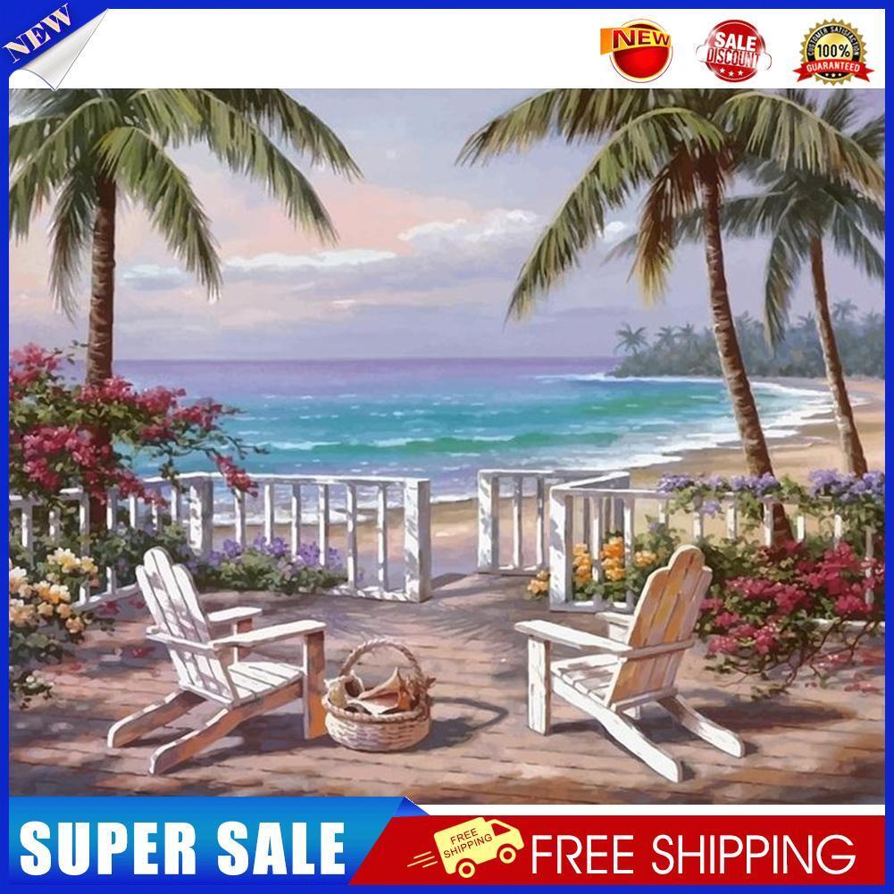DIY Unframed Seascape Oil Painting Picture By Numbers Canvas Drawing Paint