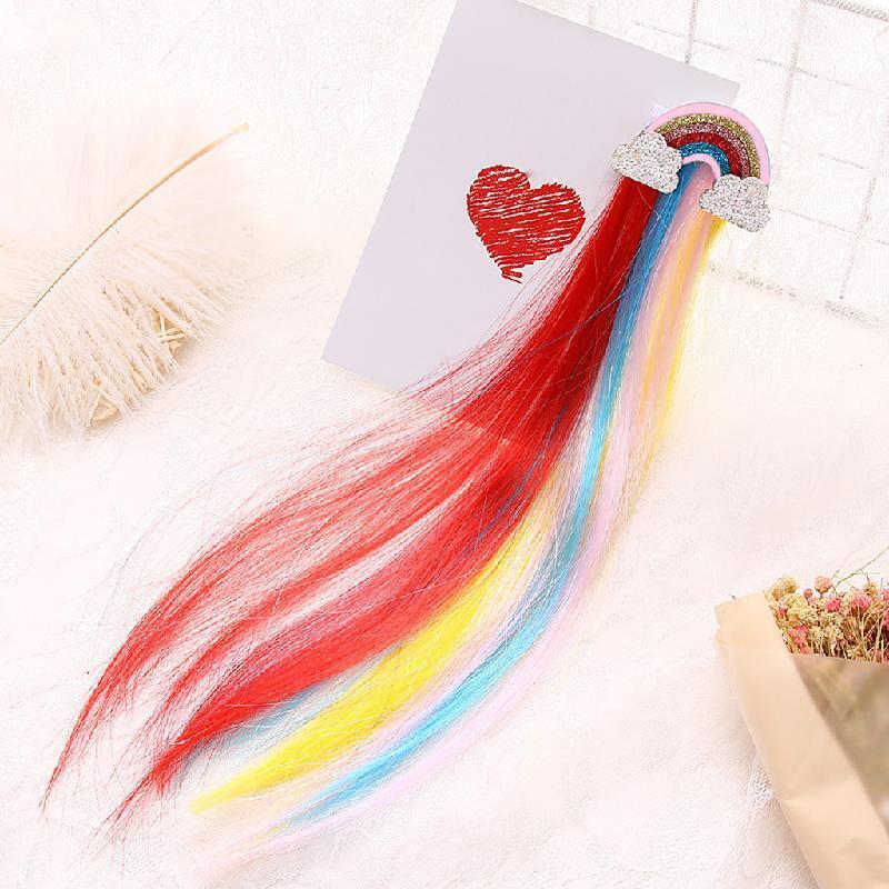 New Rainbow Cloud Side Clip Cute Princess Child Hairpin Long Tassel Color Baby
