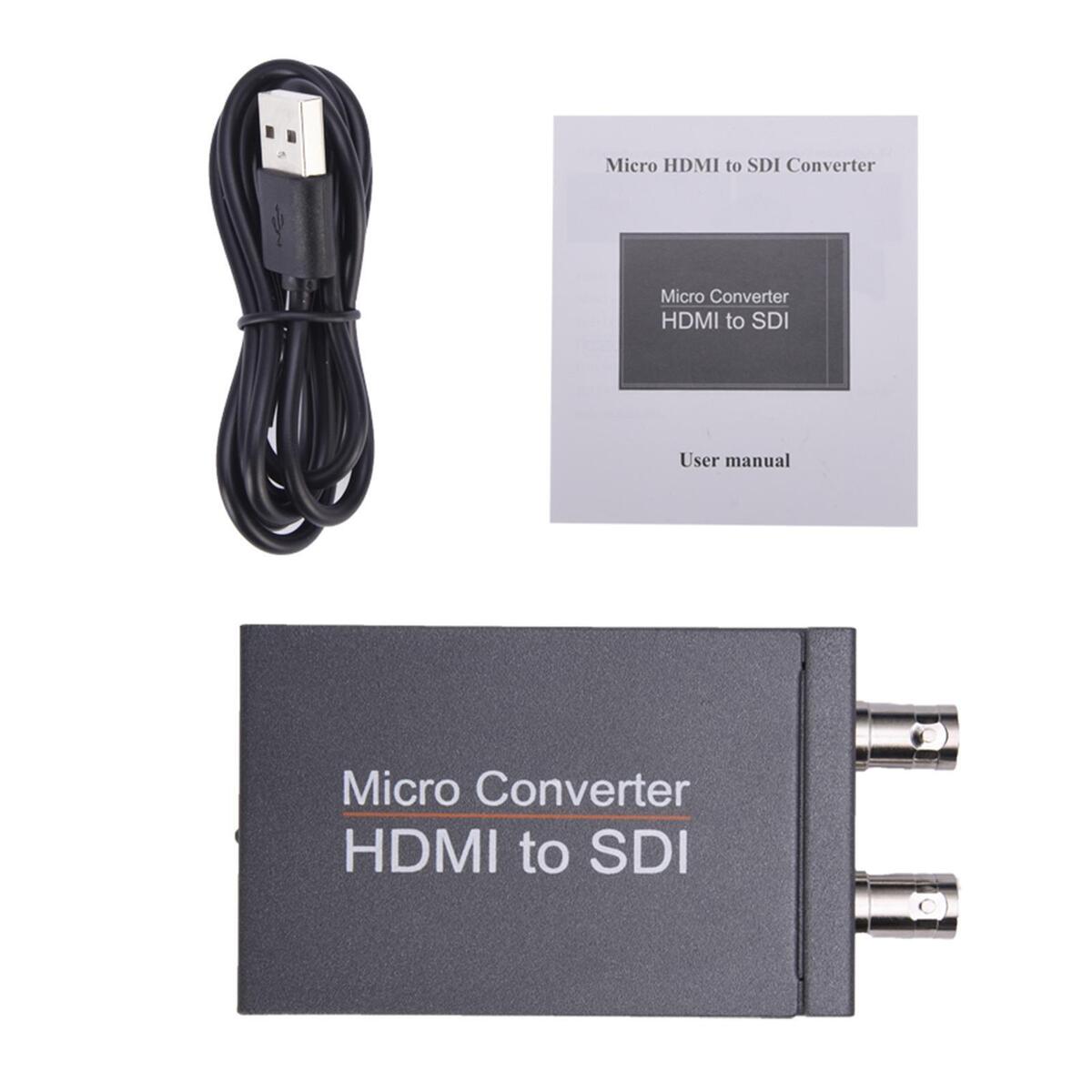 1080P HDMI to SDI Converter 2.970 Gbit/s 3G-SDI for Camera Home Theater Gray