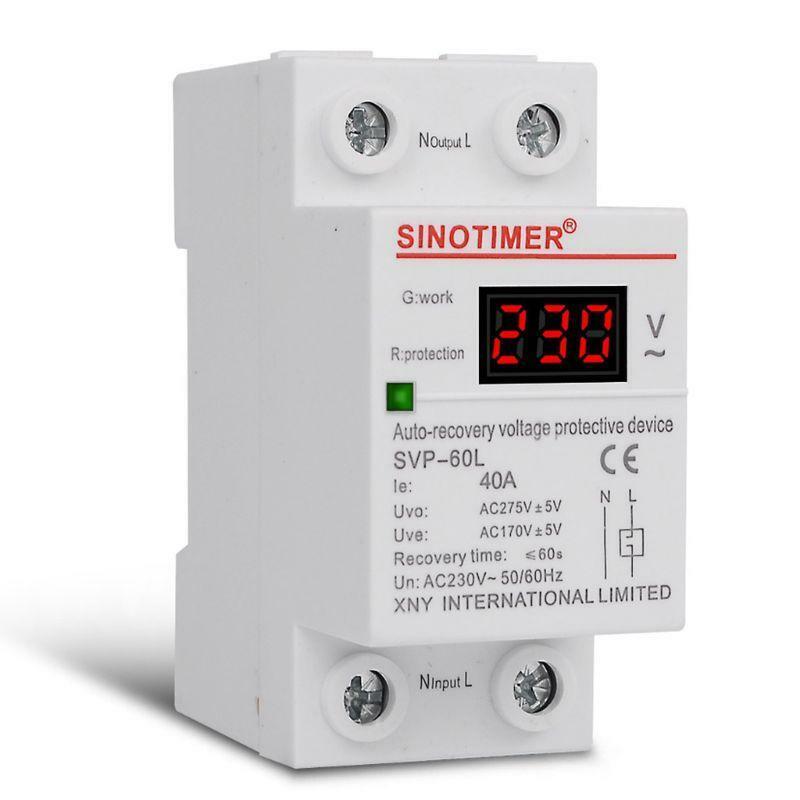 230V AC 40A LED Display Din Rail Adjustable Smart Automatic Recovery Protective