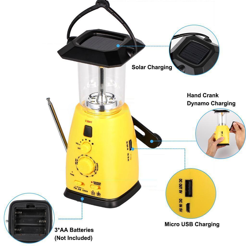 Outdoor  Weather Emergency Radio Solar Hand Crank Powered & LED Lights