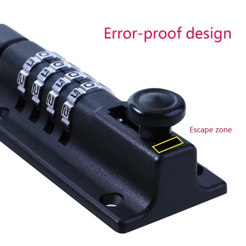 Sliding Bolt Lock Combination - 4 Digit Pin Code Dial and Black Finish Bolt Lock