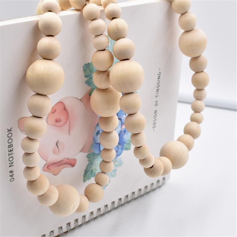 Wood Bead Garland Farmhouse Decors Rustic Country Natural Holiday Boho Style