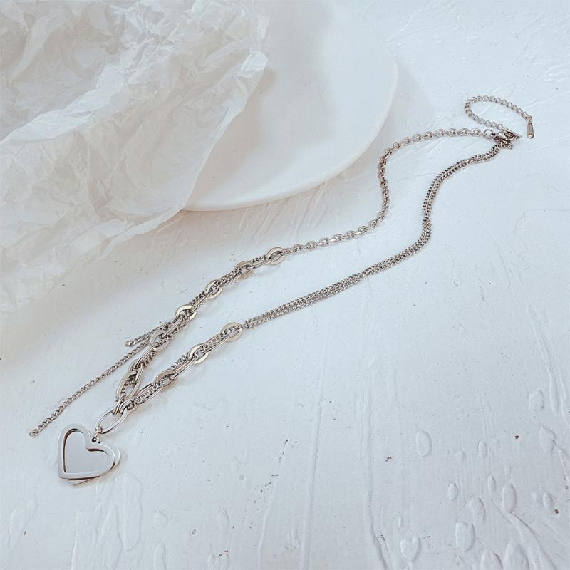 Double Heart Totem Tassel Necklace for Women Exquisite Summer Party Jewelry