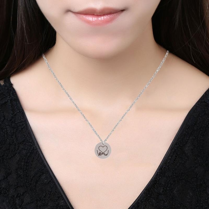 Korean Version Love Hook Round Card Couple Necklace Ins Cold Wind Simple Chain