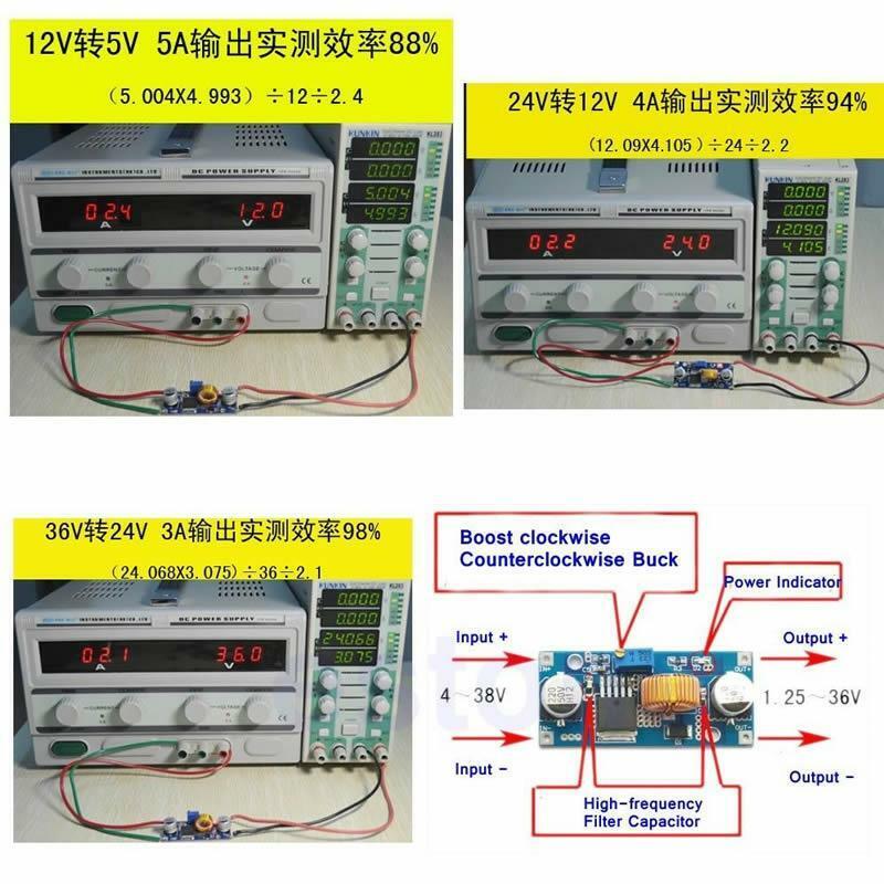 Step Down Power Supply Module 24V 12V 9V 5VDC to DC 4V-38V to 1.25V-36V 5A