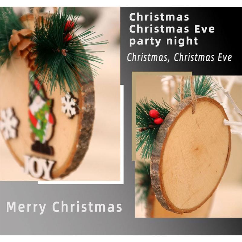 Christmas Festival Tree Ornament Set of 4 Slices Tree Hanging Embellishment