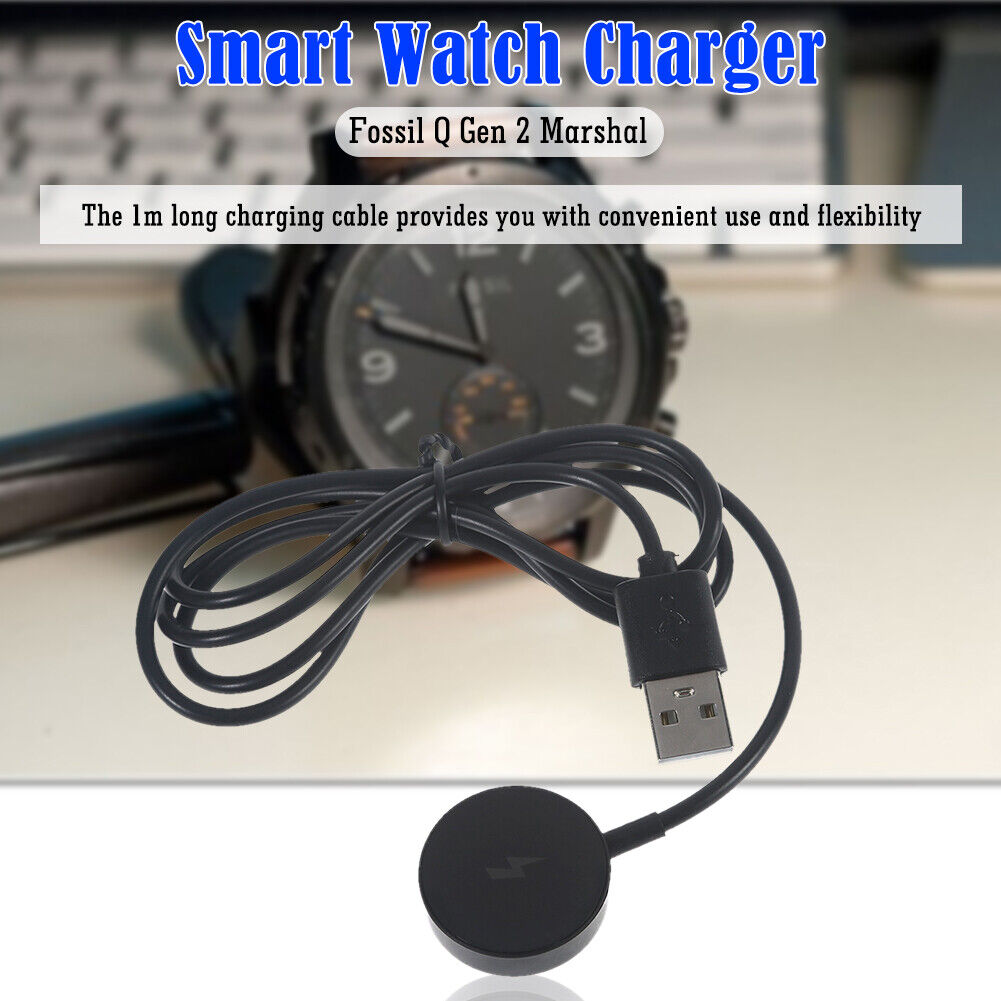 Smartwatch Charging Cable Dock for Fossil Gen 1/2/3 Charger Stand (Black)
