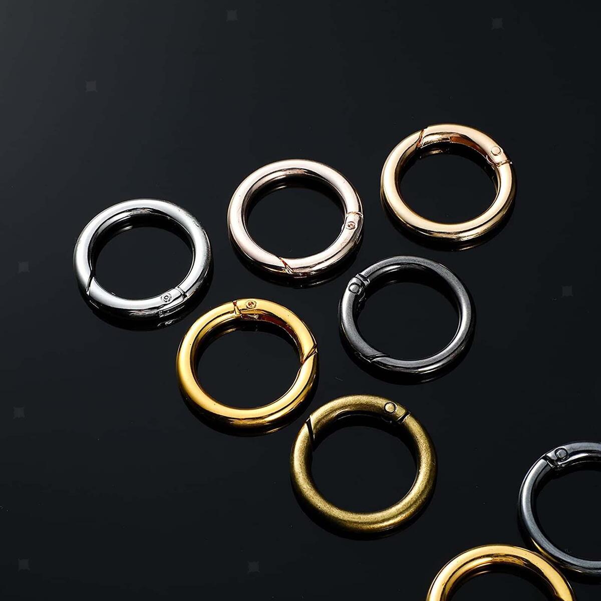 18Pcs Spring Gate O Rings Spring Clip Round Carabiner 1 inch Metal Snap Clip DIY